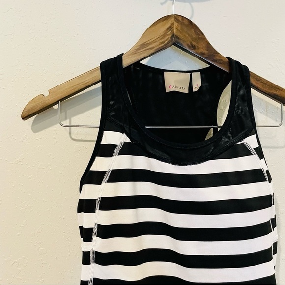 Athleta Chase Black and White Stripe Racer Back Tank Top - Picture 4 of 12